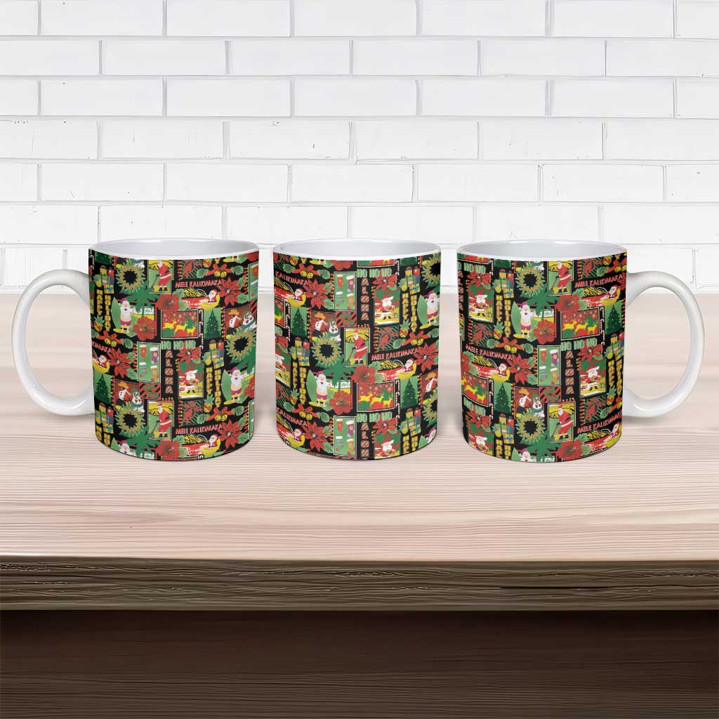 Hawaiian Santa Christmas Pattern Ceramic Mug Black Version - Polynesian Pride