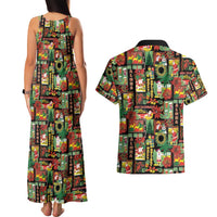 Hawaiian Santa Christmas Pattern Couples Matching Tank Maxi Dress and Hawaiian Shirt Black Version - Polynesian Pride