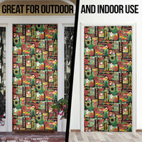 Hawaiian Santa Christmas Pattern Door Cover Black Version - Polynesian Pride