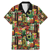 Hawaiian Santa Christmas Pattern Family Matching Mermaid Dress and Hawaiian Shirt Black Version LT01 Dad's Shirt - Short Sleeve Red - Polynesian Pride