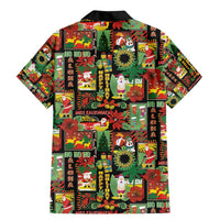 Hawaiian Santa Christmas Pattern Family Matching Mermaid Dress and Hawaiian Shirt Black Version LT01 - Polynesian Pride