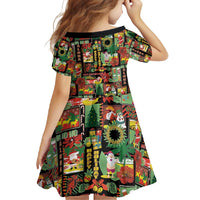 Hawaiian Santa Christmas Pattern Family Matching Tank Maxi Dress and Hawaiian Shirt Black Version LT01 - Polynesian Pride