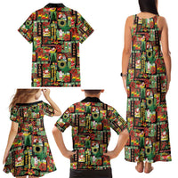 Hawaiian Santa Christmas Pattern Family Matching Tank Maxi Dress and Hawaiian Shirt Black Version LT01 - Polynesian Pride