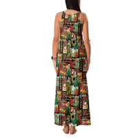 Hawaiian Santa Christmas Pattern Family Matching Tank Maxi Dress and Hawaiian Shirt Black Version LT01 - Polynesian Pride