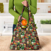 Hawaiian Santa Christmas Pattern Grocery Bag Black Version - Polynesian Pride