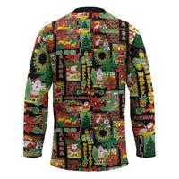 Hawaiian Santa Christmas Pattern Hockey Jersey Black Version - Polynesian Pride