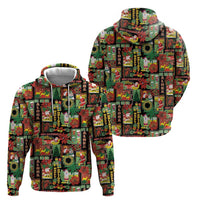 Hawaiian Santa Christmas Pattern Hoodie Black Version - Polynesian Pride