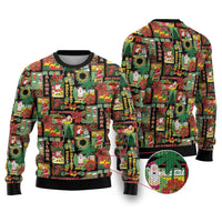 Hawaiian Santa Christmas Pattern Ugly Christmas Sweater Black Version - Polynesian Pride