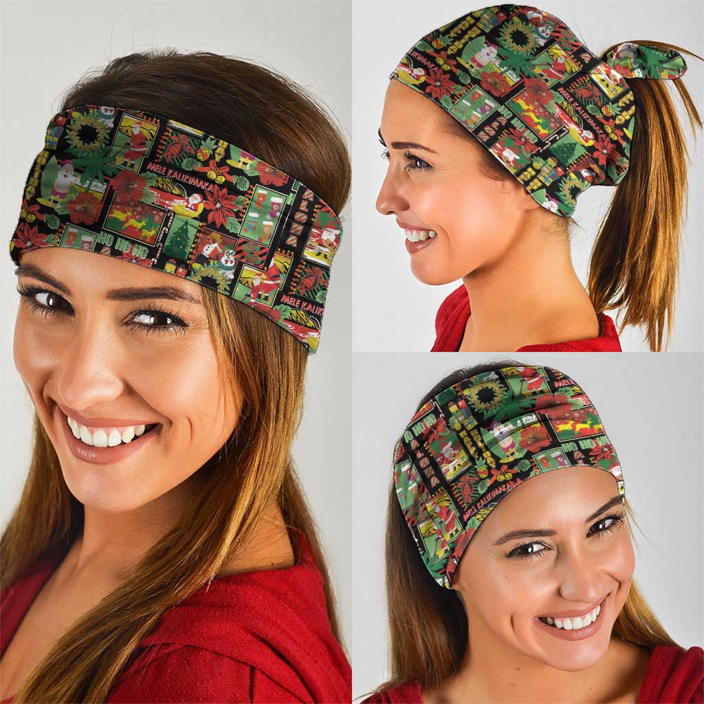 Hawaiian Santa Christmas Pattern Neck Gaiter Black Version - Polynesian Pride