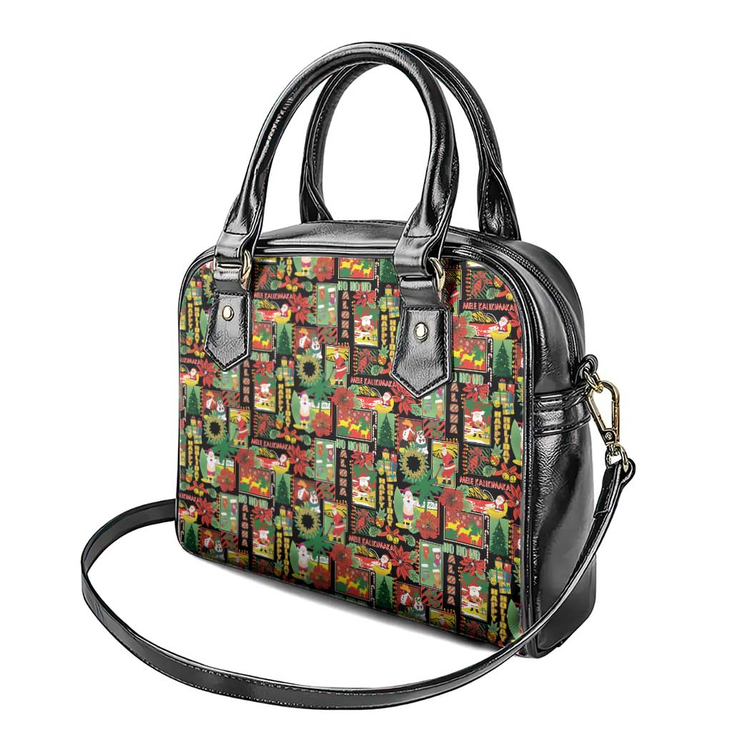 Hawaiian Santa Christmas Pattern Shoulder Handbag Black Version - Polynesian Pride