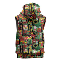 Hawaiian Santa Christmas Pattern Sleeveless Hoodie Black Version - Polynesian Pride