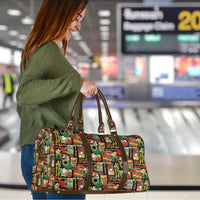 Hawaiian Santa Christmas Pattern Travel Bag Black Version - Polynesian Pride