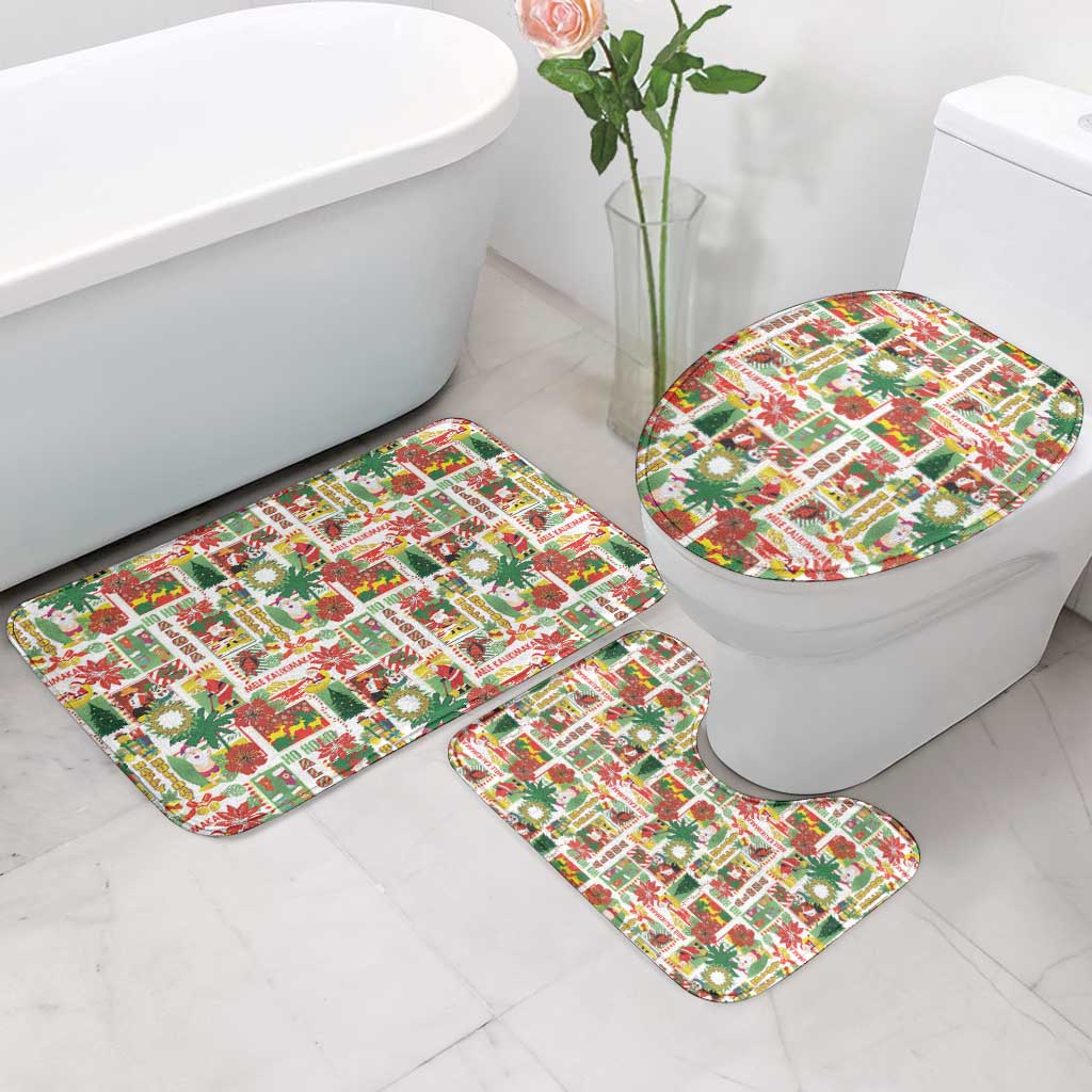 Hawaiian Santa Christmas Pattern Bathroom Set White Version - Polynesian Pride