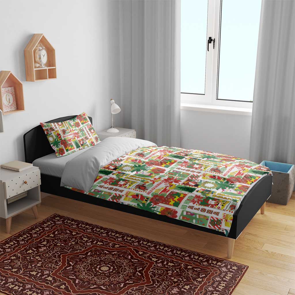 Hawaiian Santa Christmas Pattern Bedding Set White Version - Polynesian Pride