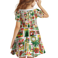 Hawaiian Santa Christmas Pattern Family Matching Long Sleeve Bodycon Dress and Hawaiian Shirt White Version LT01 - Polynesian Pride