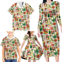 Hawaiian Santa Christmas Pattern Family Matching Long Sleeve Bodycon Dress and Hawaiian Shirt White Version LT01 - Polynesian Pride