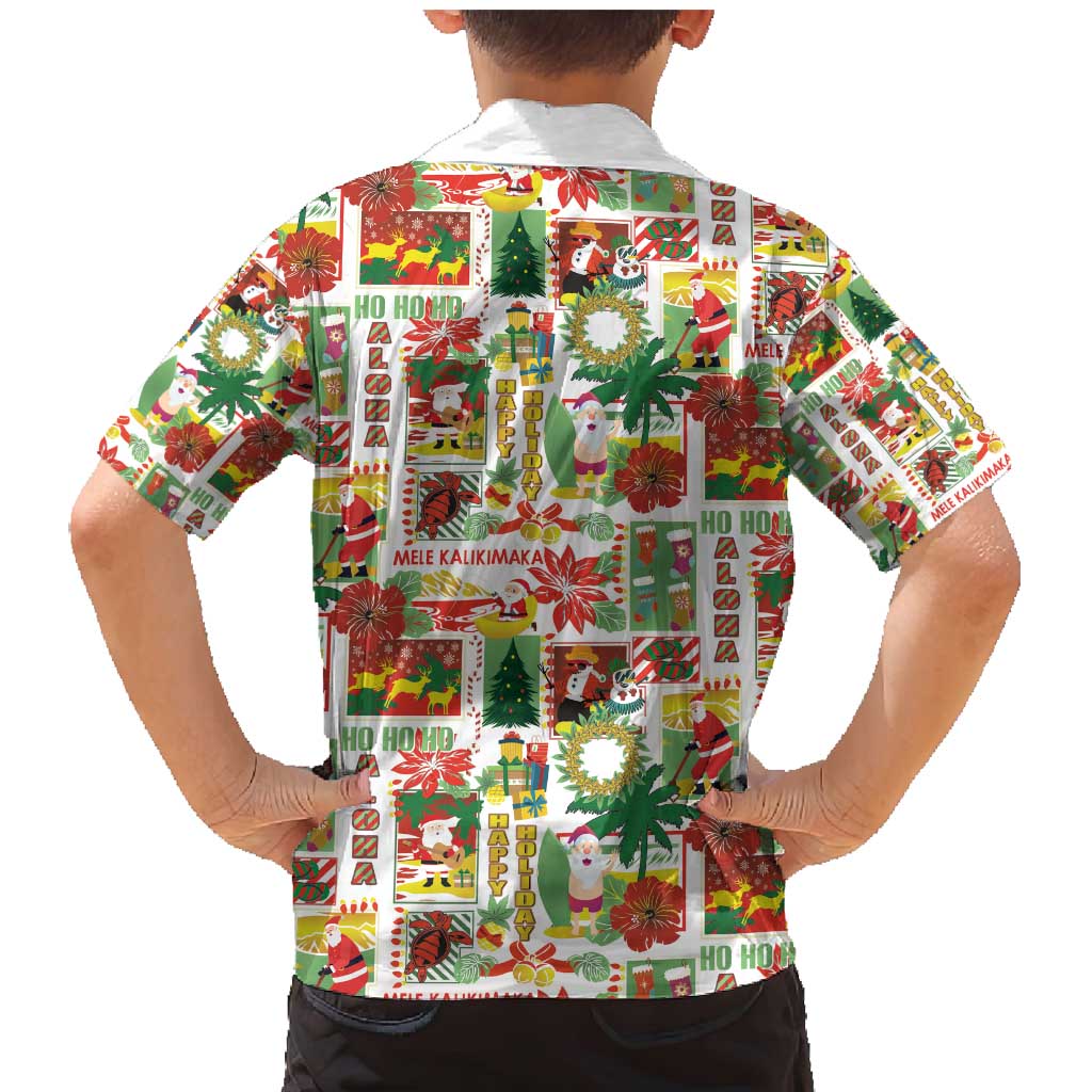 Hawaiian Santa Christmas Pattern Family Matching Mermaid Dress and Hawaiian Shirt White Version LT01 - Polynesian Pride