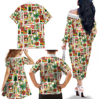 Hawaiian Santa Christmas Pattern Family Matching Off The Shoulder Long Sleeve Dress and Hawaiian Shirt White Version LT01 - Polynesian Pride