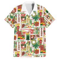 Hawaiian Santa Christmas Pattern Family Matching Off The Shoulder Long Sleeve Dress and Hawaiian Shirt White Version LT01 Dad's Shirt - Short Sleeve Red - Polynesian Pride