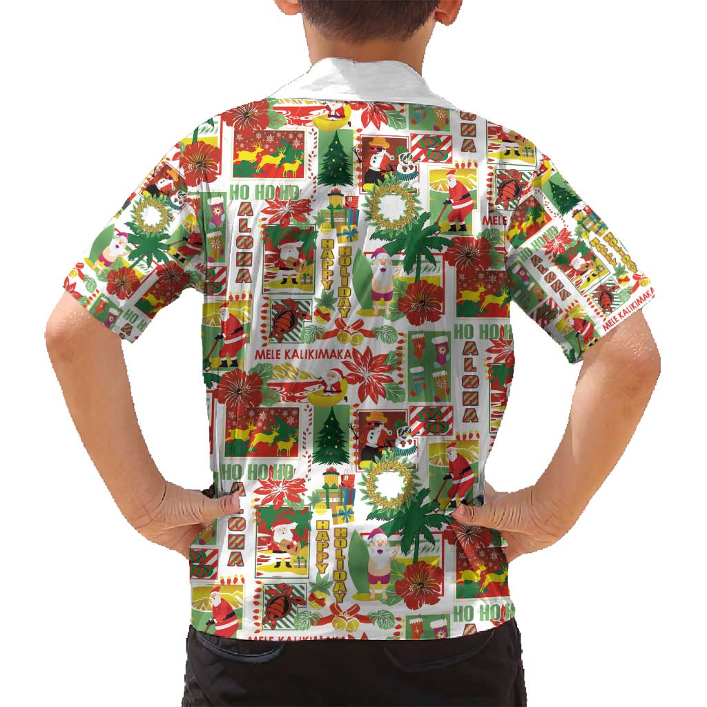 Hawaiian Santa Christmas Pattern Family Matching Off Shoulder Maxi Dress and Hawaiian Shirt White Version - Polynesian Pride
