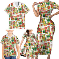 Hawaiian Santa Christmas Pattern Family Matching Short Sleeve Bodycon Dress and Hawaiian Shirt White Version LT01 - Polynesian Pride