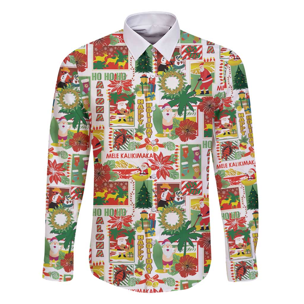 Hawaiian Santa Christmas Pattern Family Matching Summer Maxi Dress and Hawaiian Shirt White Version - Polynesian Pride
