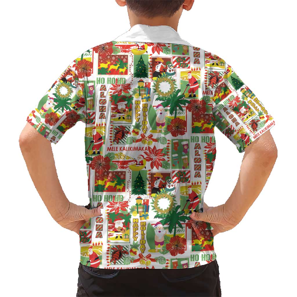 Hawaiian Santa Christmas Pattern Kid Hawaiian Shirt White Version - Polynesian Pride