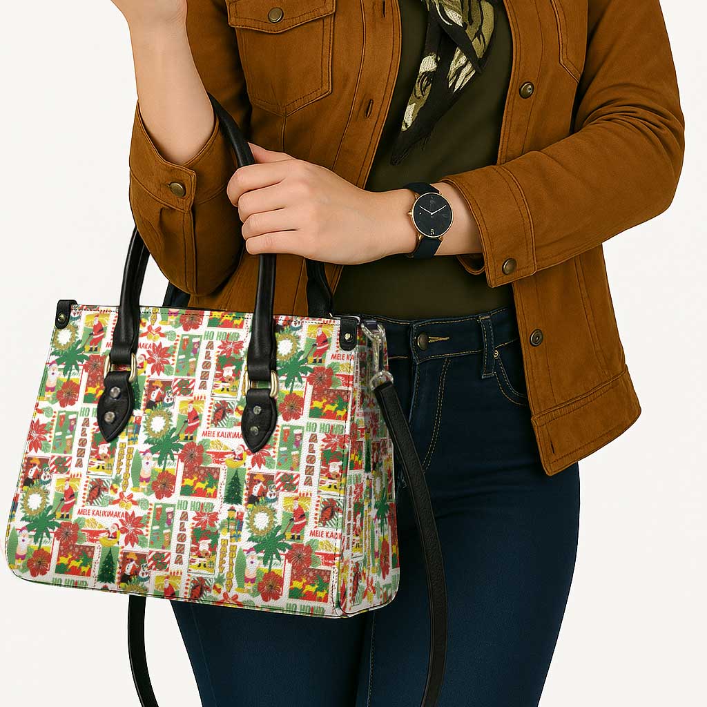Hawaiian Santa Christmas Pattern Leather Bag White Version - Polynesian Pride