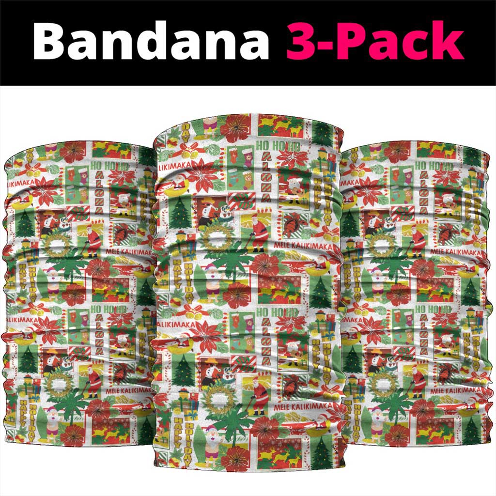 Hawaiian Santa Christmas Pattern Neck Gaiter White Version - Polynesian Pride