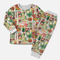 Hawaiian Santa Christmas Pattern Christmas Pajama Set White Version - Polynesian Pride
