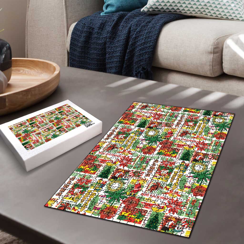 Hawaiian Santa Christmas Pattern Puzzle White Version - Polynesian Pride