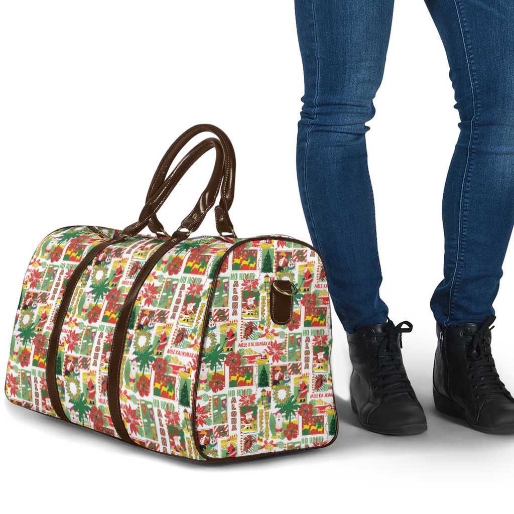 Hawaiian Santa Christmas Pattern Travel Bag White Version - Polynesian Pride
