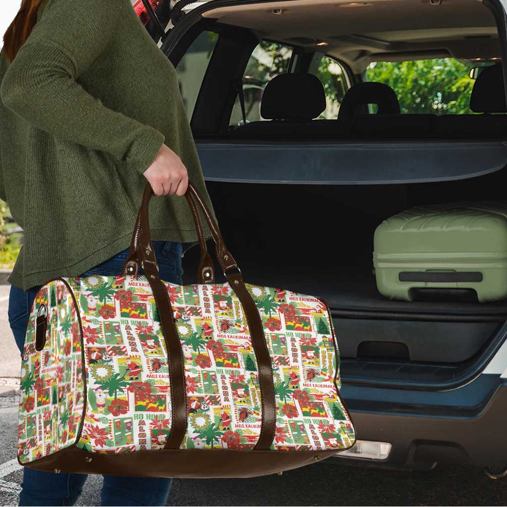 Hawaiian Santa Christmas Pattern Travel Bag White Version - Polynesian Pride