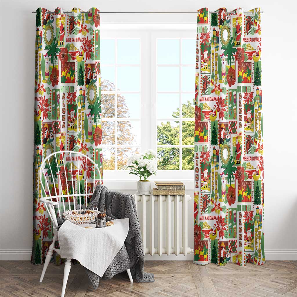 Hawaiian Santa Christmas Pattern Window Curtain White Version - Polynesian Pride