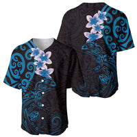 New Zealand Tuatara Plumeria Baseball Jersey Maori Blue Koru Tribal Tattoo LT01 - Polynesian Pride
