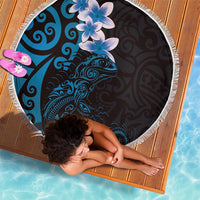 New Zealand Tuatara Plumeria Beach Blanket Maori Blue Koru Tribal Tattoo LT01 - Polynesian Pride
