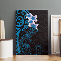 New Zealand Tuatara Plumeria Canvas Wall Art Maori Blue Koru Tribal Tattoo LT01 - Polynesian Pride