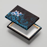 New Zealand Tuatara Plumeria Canvas Wall Art Maori Blue Koru Tribal Tattoo LT01 - Polynesian Pride