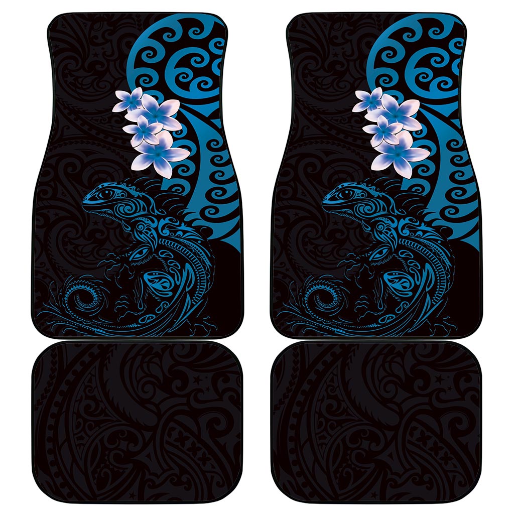 New Zealand Tuatara Plumeria Car Mats Maori Blue Koru Tribal Tattoo LT01 - Polynesian Pride