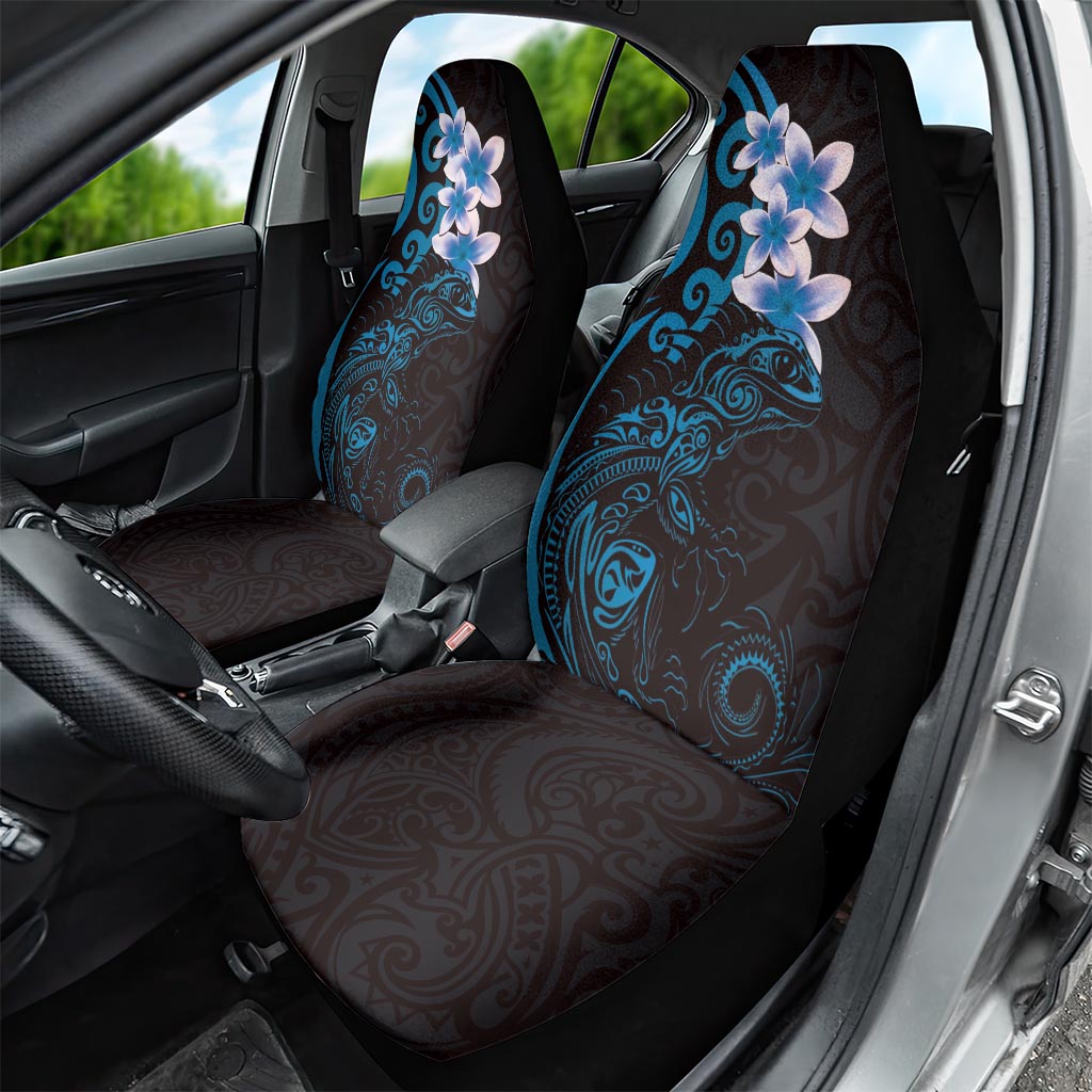 New Zealand Tuatara Plumeria Car Seat Cover Maori Blue Koru Tribal Tattoo LT01 - Polynesian Pride