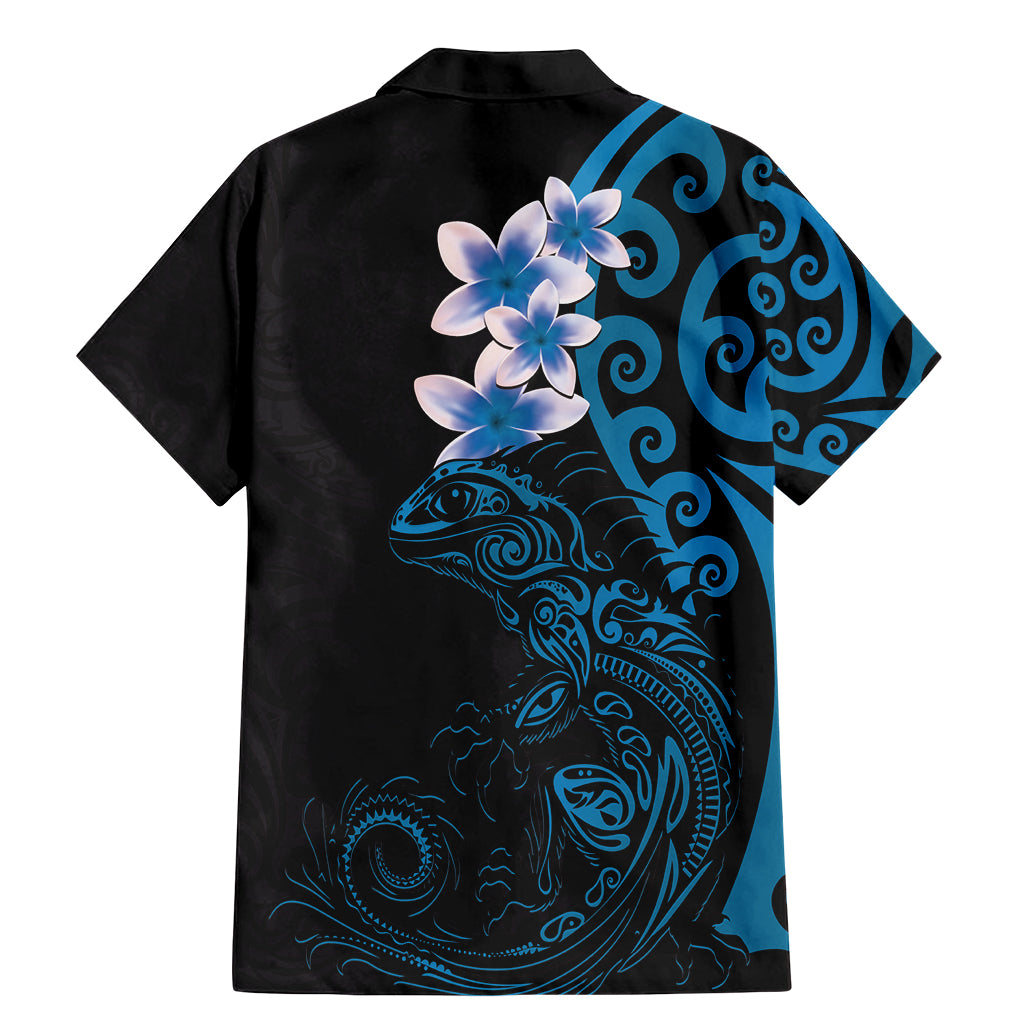 New Zealand Tuatara Plumeria Family Matching Mermaid Dress and Hawaiian Shirt Maori Blue Koru Tribal Tattoo LT01 - Polynesian Pride