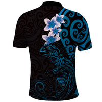 New Zealand Tuatara Plumeria Polo Shirt Maori Blue Koru Tribal Tattoo LT01 - Polynesian Pride