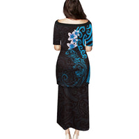 New Zealand Tuatara Plumeria Puletasi Maori Blue Koru Tribal Tattoo LT01 - Polynesian Pride