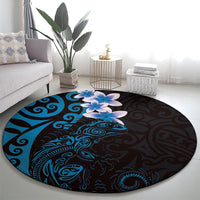 New Zealand Tuatara Plumeria Round Carpet Maori Blue Koru Tribal Tattoo LT01 - Polynesian Pride