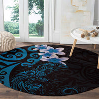 New Zealand Tuatara Plumeria Round Carpet Maori Blue Koru Tribal Tattoo LT01 - Polynesian Pride