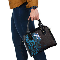New Zealand Tuatara Plumeria Shoulder Handbag Maori Blue Koru Tribal Tattoo LT01 - Polynesian Pride