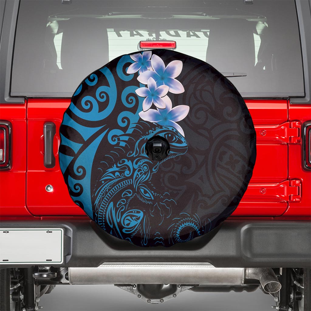 New Zealand Tuatara Plumeria Spare Tire Cover Maori Blue Koru Tribal Tattoo LT01 - Polynesian Pride