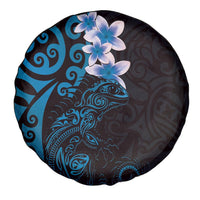 New Zealand Tuatara Plumeria Spare Tire Cover Maori Blue Koru Tribal Tattoo LT01 - Polynesian Pride