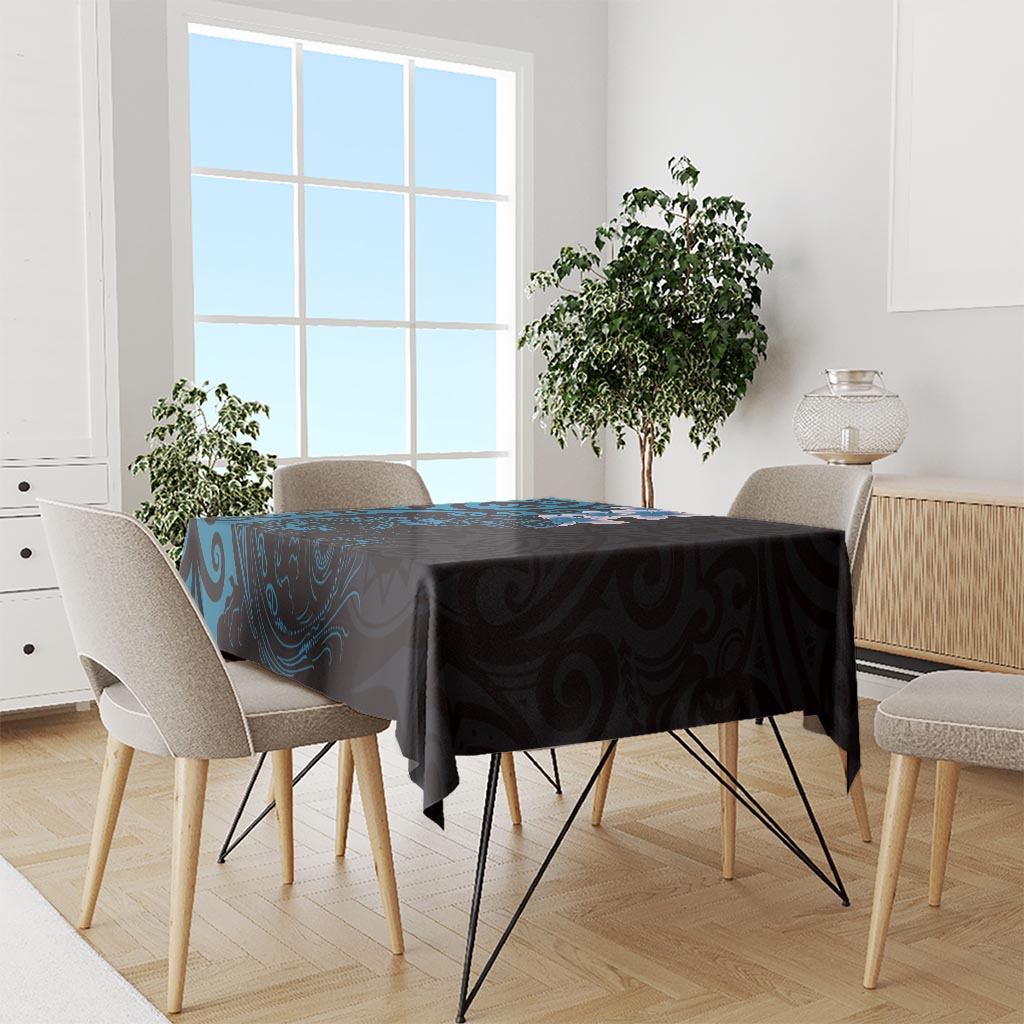 New Zealand Tuatara Plumeria Tablecloth Maori Blue Koru Tribal Tattoo LT01 - Polynesian Pride