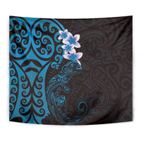 New Zealand Tuatara Plumeria Tapestry Maori Blue Koru Tribal Tattoo LT01 - Polynesian Pride